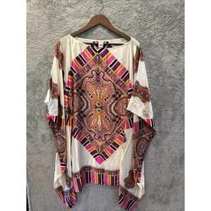 NEW with Tags Vintage Cache 100% Silk Kaftan Dress Small Colorful NO BELT NWT